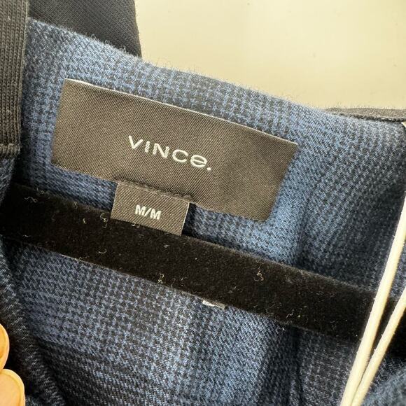 VINCE Men's Tonal Shadow Plaid Hooded Shirt In Blue Size M NWT - Picture 11 of 12